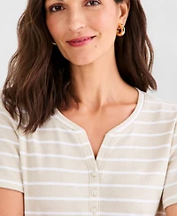 Style & Co Petite Henley Neck Clover Stripe Top, Macy's Exclusive