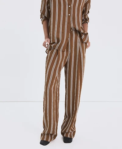 Mango Women's Pleated Striped Pants