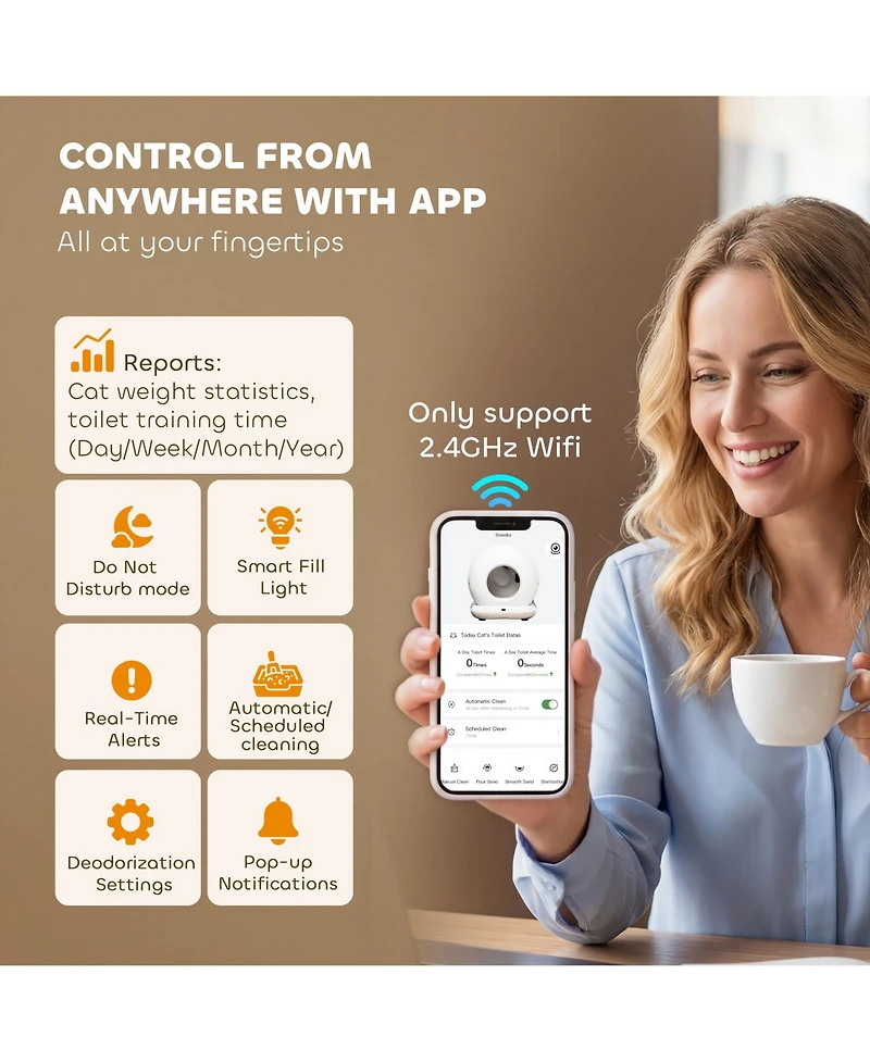 PawHut Automatic Litter Box, Self Cleaning Litter Box for Multiple Cats