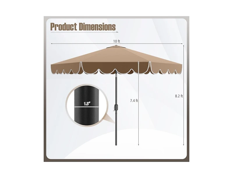 Slickblue 10 Ft Outdoor Market Umbrella with Crank and Tilt