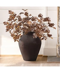 LuxenHome Rustic Earth Cement Vase, Antique Brown Finish, 15.75" H Decorative Accent for Floor and Tabletops