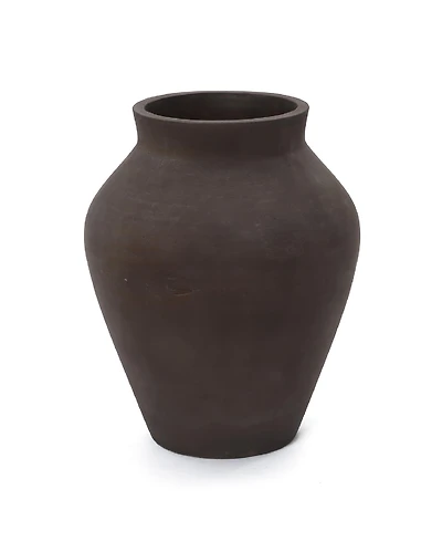 LuxenHome Rustic Earth Cement Vase, Antique Brown Finish, 15.75" H Decorative Accent for Floor and Tabletops