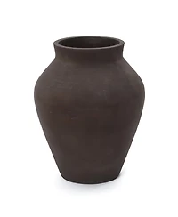 LuxenHome Rustic Earth Cement Vase, Antique Brown Finish, 15.75" H Decorative Accent for Floor and Tabletops