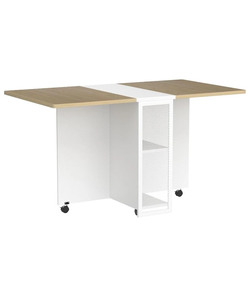 gaomon Folding Dining Table Drop Leaf Table for Small Spaces, Versatile Collapsible Dinner Kitchen Office Table with 2 Storage Racks