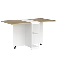 gaomon Folding Dining Table Drop Leaf Table for Small Spaces, Versatile Collapsible Dinner Kitchen Office Table with 2 Storage Racks