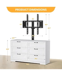 gaomon Tv Stand with Mount and 6 Drawers Storage Fits TVs, Entertainment Center w/Height Adjustable Mount for Living Room