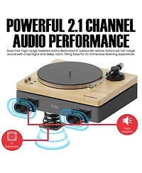 AudioSource Vinyl Record Player, All-in-one Turntable with 2.1 Channel Built-in Speaker, Bluetooth 5.4, 120W, Built-in Subwoofer