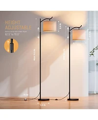 Sugift Modern 3-Head Adjustable Floor Lamp with Independent Switches, Led Bulbs Included, Tall Standing Lamp