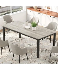 gaomon Industrial Modern Dining Table for 6-8, Large Rectangular Table, Metal Legs, Extendable, Family Room