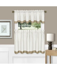 Kate Aurora Farmhouse Striped Rod Pocket Cafe Kitchen Curtain Tier & Valance Set