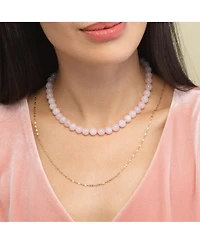 The Lovery Rose Quartz Knotted Bead Necklace 14K Gold