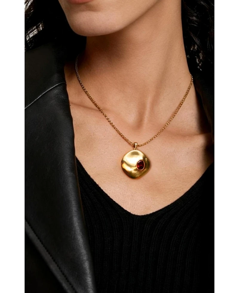 Retro Chic Garnet Pendant Necklace