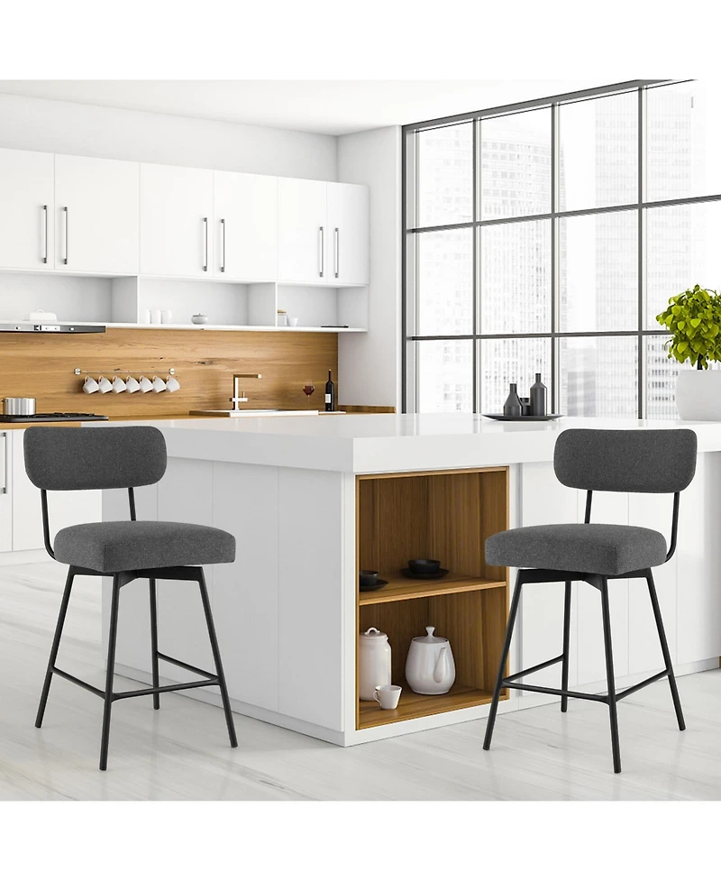 Slickblue 25 Inch 2-Piece Modern Upholstered Bar Stools with Back and Footrests