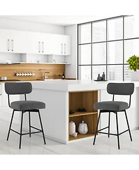 Slickblue 25 Inch 2-Piece Modern Upholstered Bar Stools with Back and Footrests