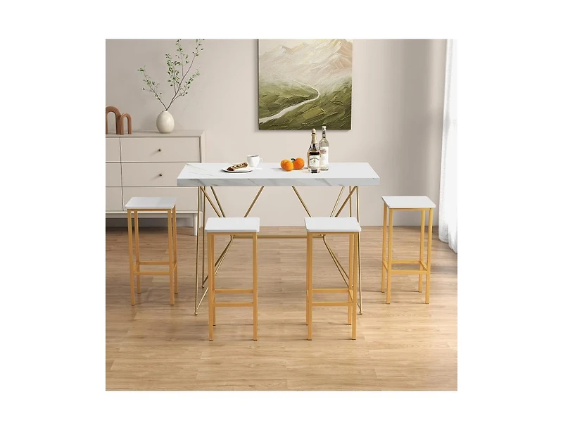 Slickblue Set of 4 Bar Stool 26" Chair with Metal Legs and Footrest