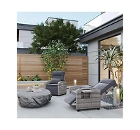 gaomon Outdoor Recliner Lounge Chair, 145° Adjustable Backrest & Footrest, Pe Wicker Steel Frame with Side Table, Patio Pool Deck