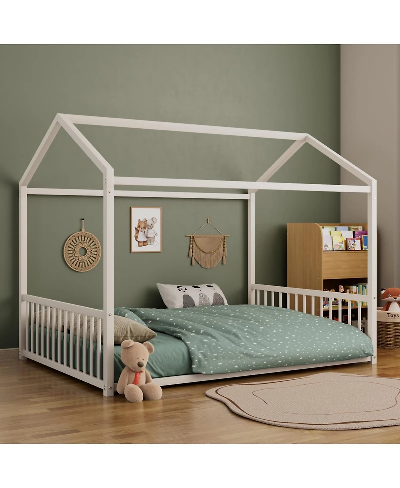 Streamdale Furniture Metal Montessori Design, Safety Rails, Low-to-Ground Frame Bed Frame