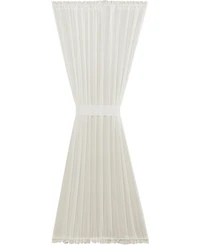 Kate Aurora Country Home Beige Sheer Voile Door Curtain Panel With Tieback