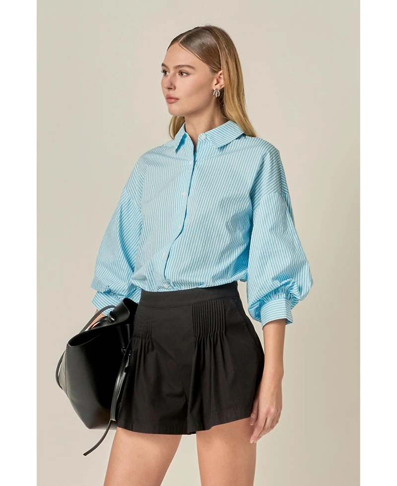 English Factory Women's Striped Button Down Shirt