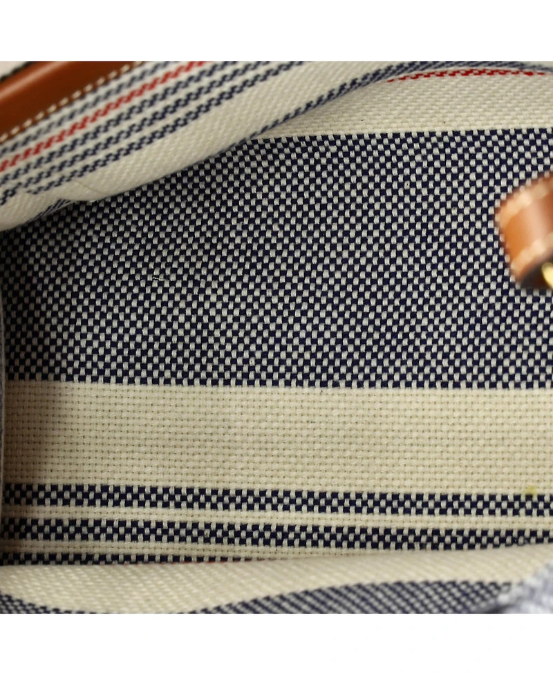 Pre-Owned Celine Small Cabas Thais Tote Triomphe Striped Canvas