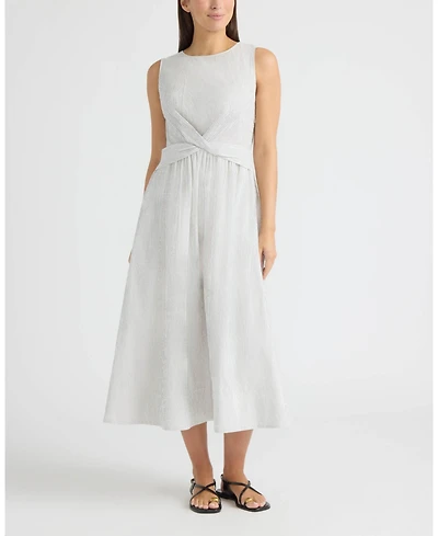 Ellen Tracy Women's Sheersucker Twist Detail Dress