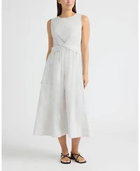 Ellen Tracy Women's Sheersucker Twist Detail Dress