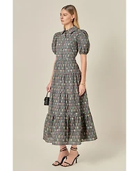 English Factory Women's Print Button Up Maxi Dress