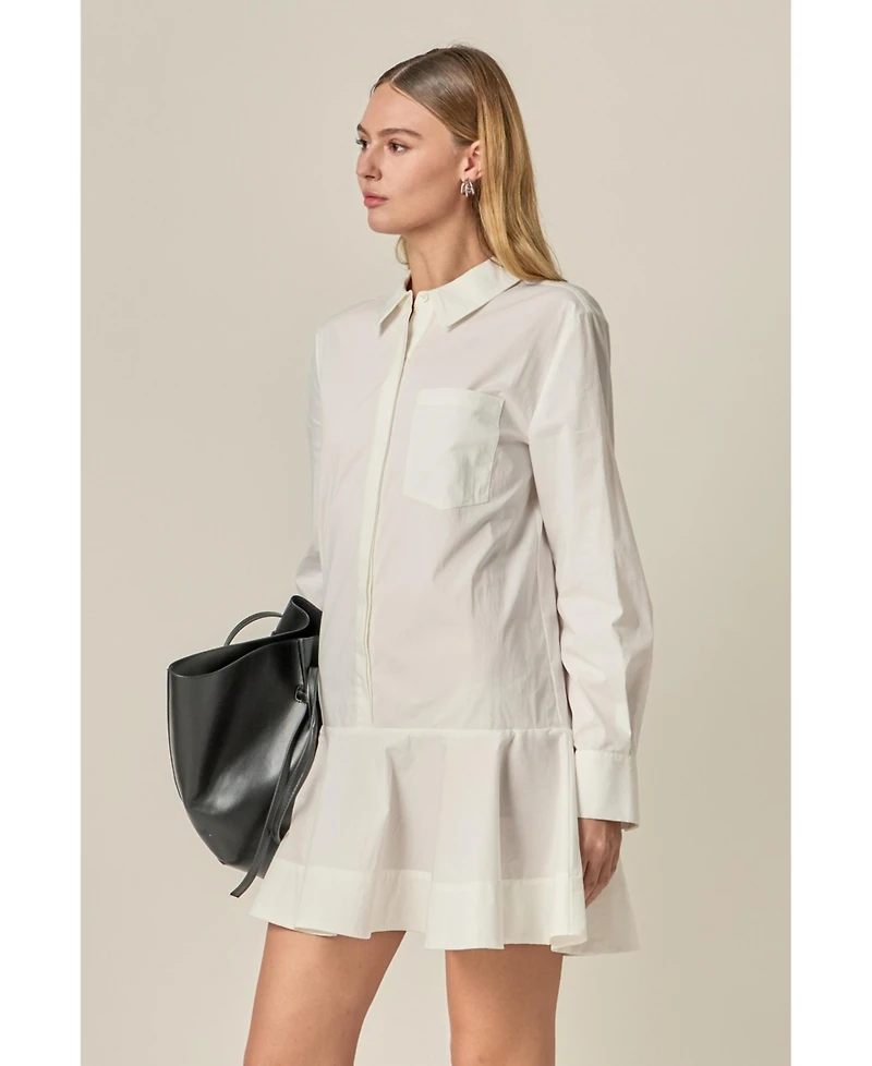 English Factory Women's Collared Flare Skirt Dress