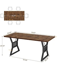 gaomon 70.8" Farmhouse Dining Table for 4-6, Heavy Duty Metal Legs