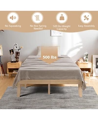 Sugift 14 Inch Full Size Wood Platform Bed Frame with Wood Slat Support