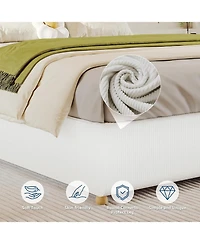 gaomon Cloud Bed Frame, Corduroy Low Bed Frame Without Headboard, Thick Fabric Upholstered Platform Bed, Solid Wood Legs, No Box Spring Needed