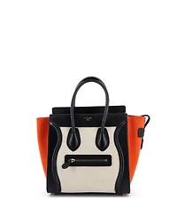 Pre-Owned Celine Micro Tricolor Luggage Bag Canvas and Leather