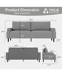 gaomon 80.7" Loveseat Sofa, Fabric Modern Sleeper Sofa Couch for Living Room, Cama, Solid Wood Frame, Easy to Install
