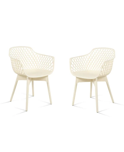 Aoodor Modern Dining Chairs Set of 2, Weather-Resistant Plastic Cafe with Ergonomic Back and Non-Slip Pad, Suitable for Patio, Restaurant