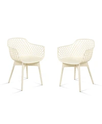 Aoodor Modern Dining Chairs Set of 2, Weather-Resistant Plastic Cafe with Ergonomic Back and Non-Slip Pad, Suitable for Patio, Restaurant