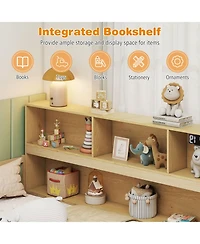 Slickblue Full Kids Floor Bed with Integrated Book Storage
