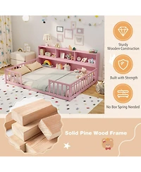 Slickblue Full Kids Floor Bed with Integrated Book Storage