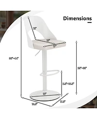 Slickblue Set of 2 Pu Leather Bar Stools with Wide Padded Seat