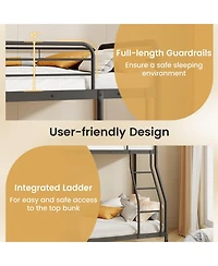 Sugift Bed with Ladder and Full-length Guardrails