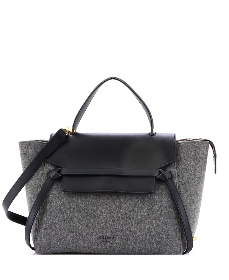 Pre-Owned Celine Mini Belt Bag Felt and Leather