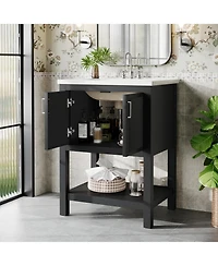 Tribesigns 24" Bathroom Vanity with Sink, Modern Freestanding Ceramic Porcelain Basin