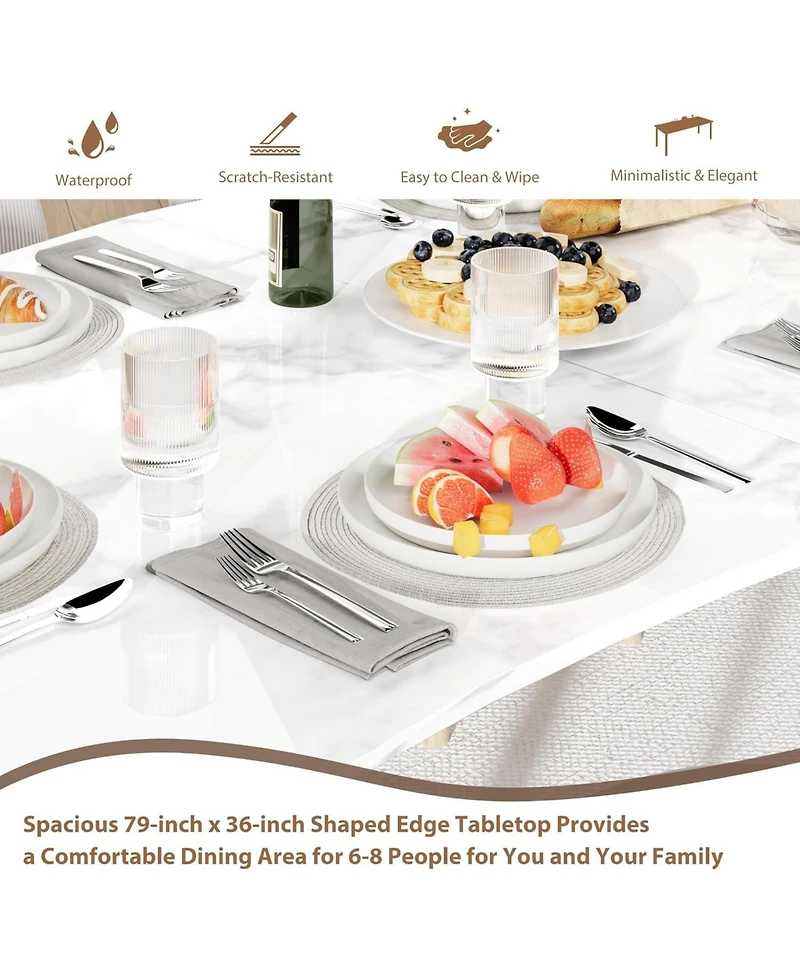 gaomon Dining Table for 6-8, Irregular Edge Wood Look, Metal Frame