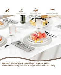 gaomon Dining Table for 6-8, Irregular Edge Wood Look, Metal Frame