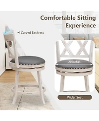 Slickblue 25.5 Inch Hand-Antiqued Stool Set of 2 with Wider Padded Seat