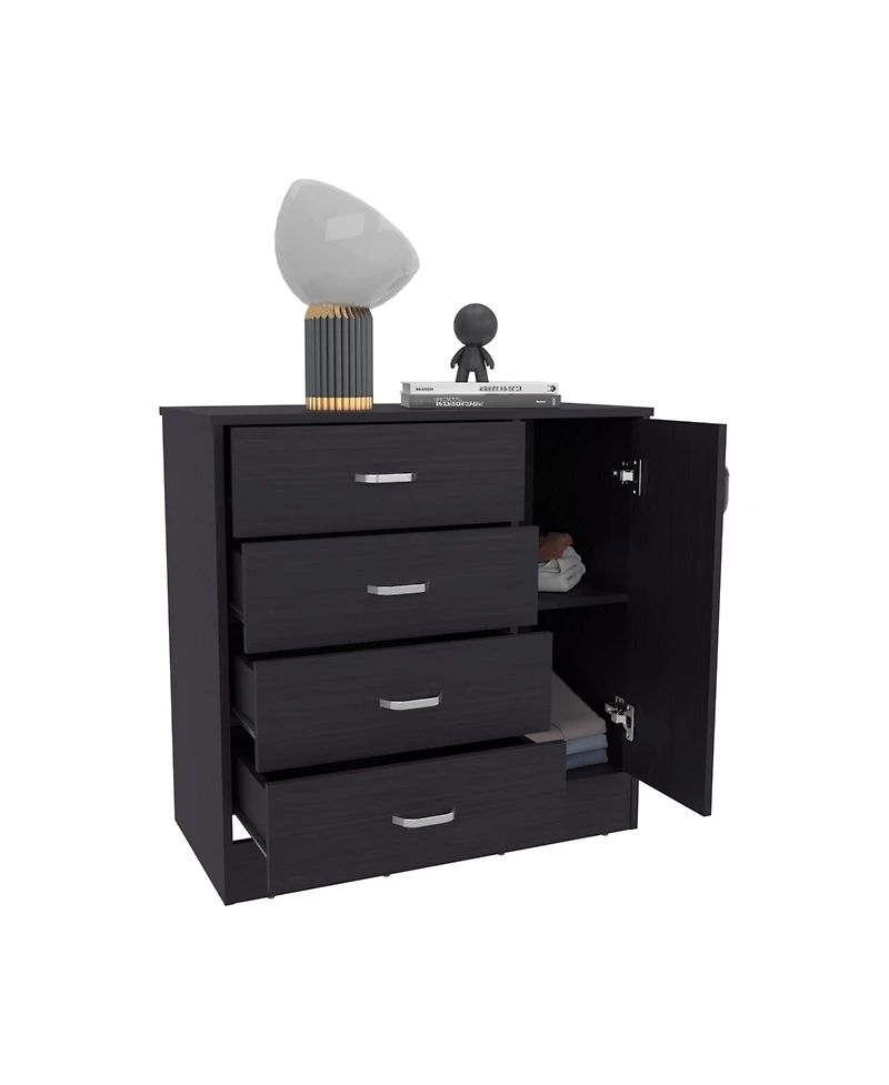 flynama Modern 5 Drawer Dresser Solid Wood Cabinet with Metal Handles for Bedroom Home Office Hallway