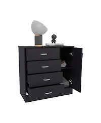 flynama Modern 5 Drawer Dresser Solid Wood Cabinet with Metal Handles for Bedroom Home Office Hallway