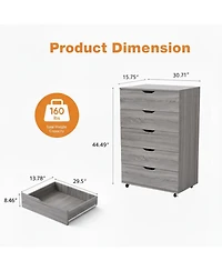 flynama Modern 4 Drawer Dresser Mdf Cabinet with Wheels for Bedroom Living Room Entryway