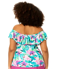 Raisins Curve Plus Tortuga Bandeau Neck Swim Tankini Top