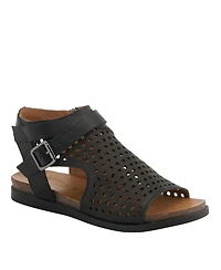 Spring Step Covington Women's Leather Cut-Out Sandals with Ankle Coverage and Buckle Detail