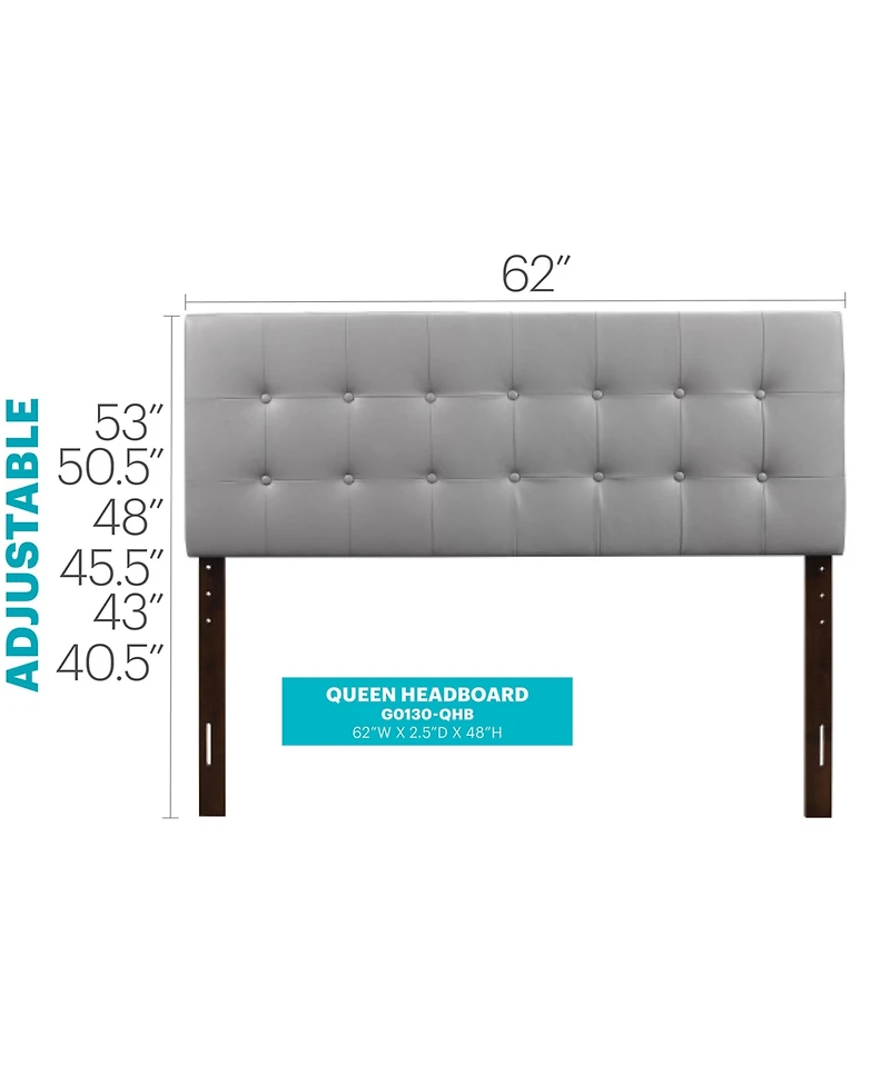Flynama Queen Bed Headboard Modern Comfort Adjustable Height 41-53H x 63W inch